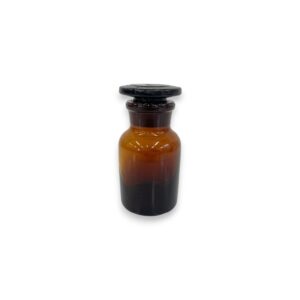 Botella Boca Ancha de Vidrio Ámbar 60 mL con Tapón de Vidrio Esmerilado
