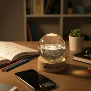 Lámpara esfera de vidrio con sistema solar grabado 3D - 6 cm