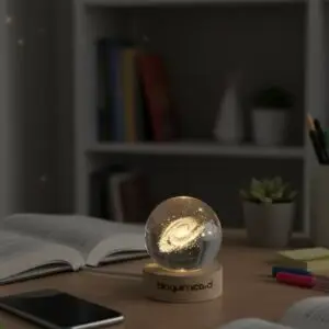 Lámpara esfera de vidrio con galaxia grabado 3D - 6 cm