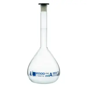 Matraz volumetrico o aforado 2000 mL con tapon PE - Borosilicato  - Certif lote ISO 1042 EISCO