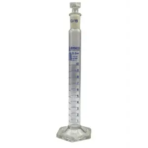 Probeta Graduada de Vidrio 10 mL - Clase A con  Tapones de vidrio y PP - Cert ISO 4788 EISCO